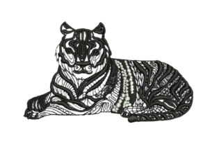 Tiger Lying Down Zentangle Embroidery Design Review